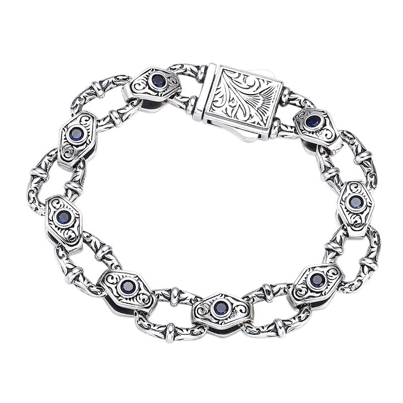 Men's 925 Sterling Silver Embossed Pattern Bracelet