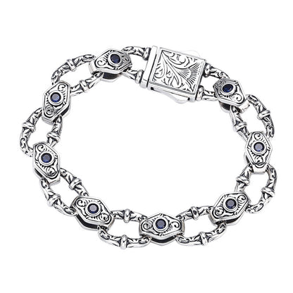 Men's 925 Sterling Silver Embossed Pattern Bracelet