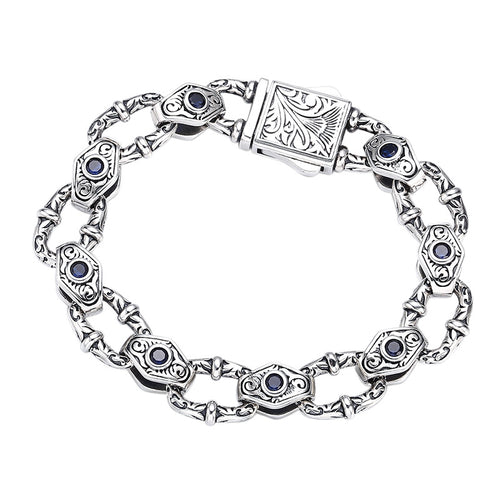 Men's 925 Sterling Silver Embossed Pattern Bracelet