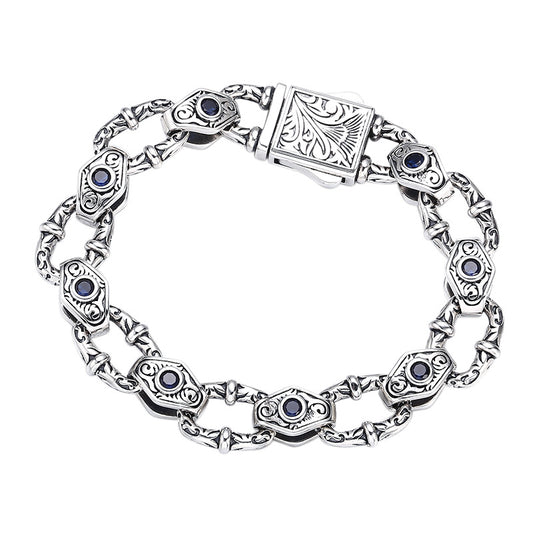 Men's 925 Sterling Silver Embossed Pattern Bracelet