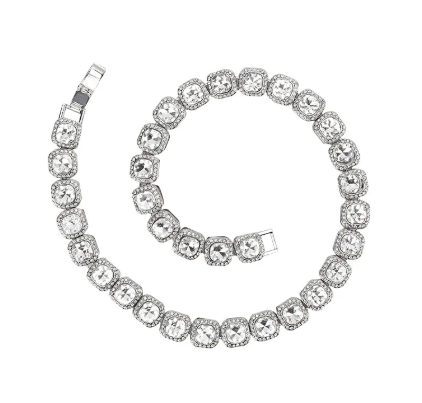 Men's Hip Hop Square Glass Cuban Chain