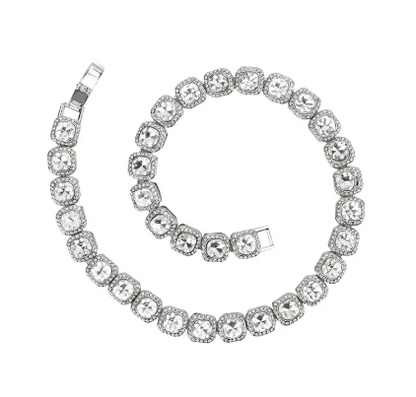 Men's Hip Hop Square Glass Cuban Chain