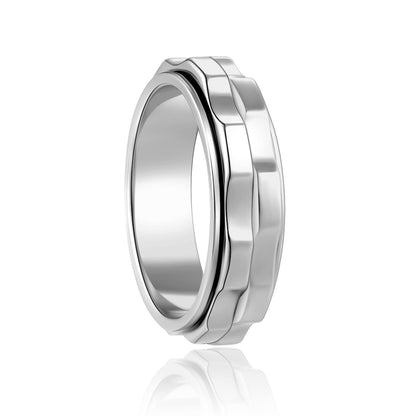 LuckyAmor Fidget Rings For Anxiety For Women Spinning Anxiety Ring Stainless Steel Fidgets Two Gear Fidget Ring High Polish Anxiety Ring for Women Men Wedding Band Gifts Jewelry Size 6-10