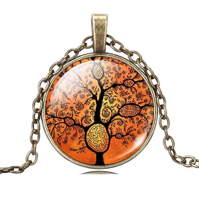 Tree of Life Necklace with Glass Art Pendant