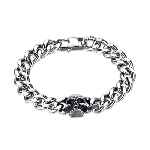 Cuban Link Skull Bracelet for Men in Fashion Style
