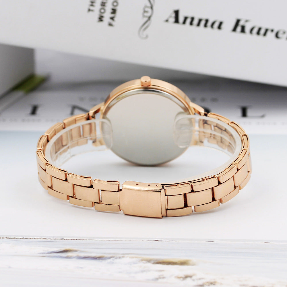 12-Crystal Steel Band Women's Fashion Quartz Watch