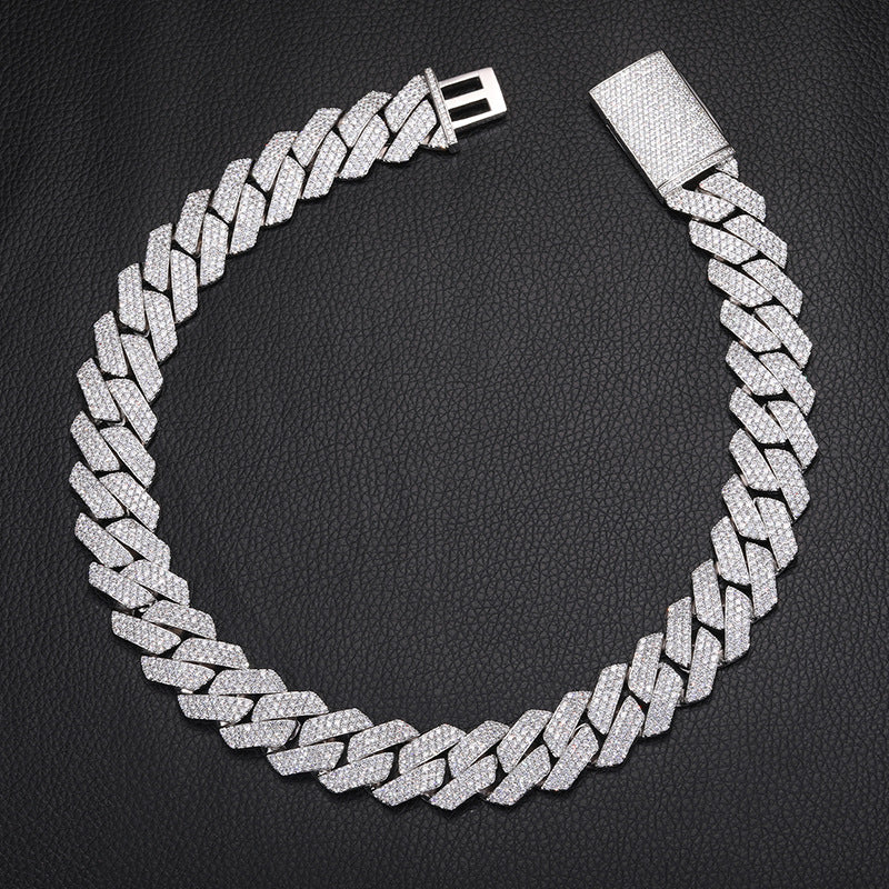 Classic Diamond-Shaped Cuban Chain Necklace with Zircon