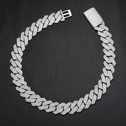 Classic Diamond-Shaped Cuban Chain Necklace with Zircon