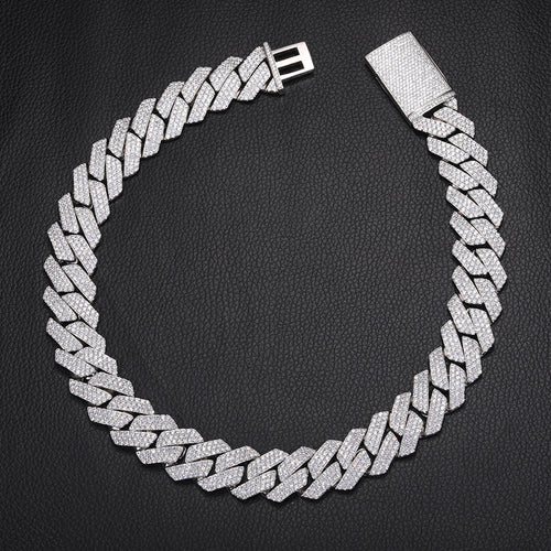 Classic Diamond-Shaped Cuban Chain Necklace with Zircon