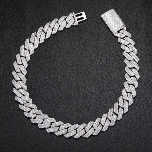 Classic Diamond-Shaped Cuban Chain Necklace with Zircon
