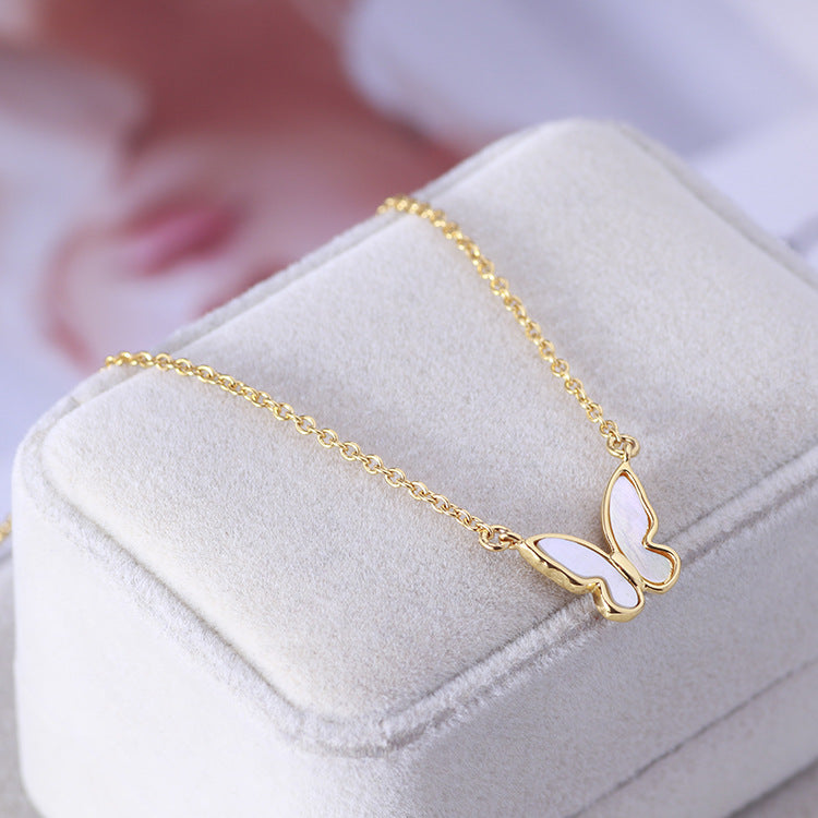 Stylish Butterfly Design Natural Mother-of-Pearl Necklace