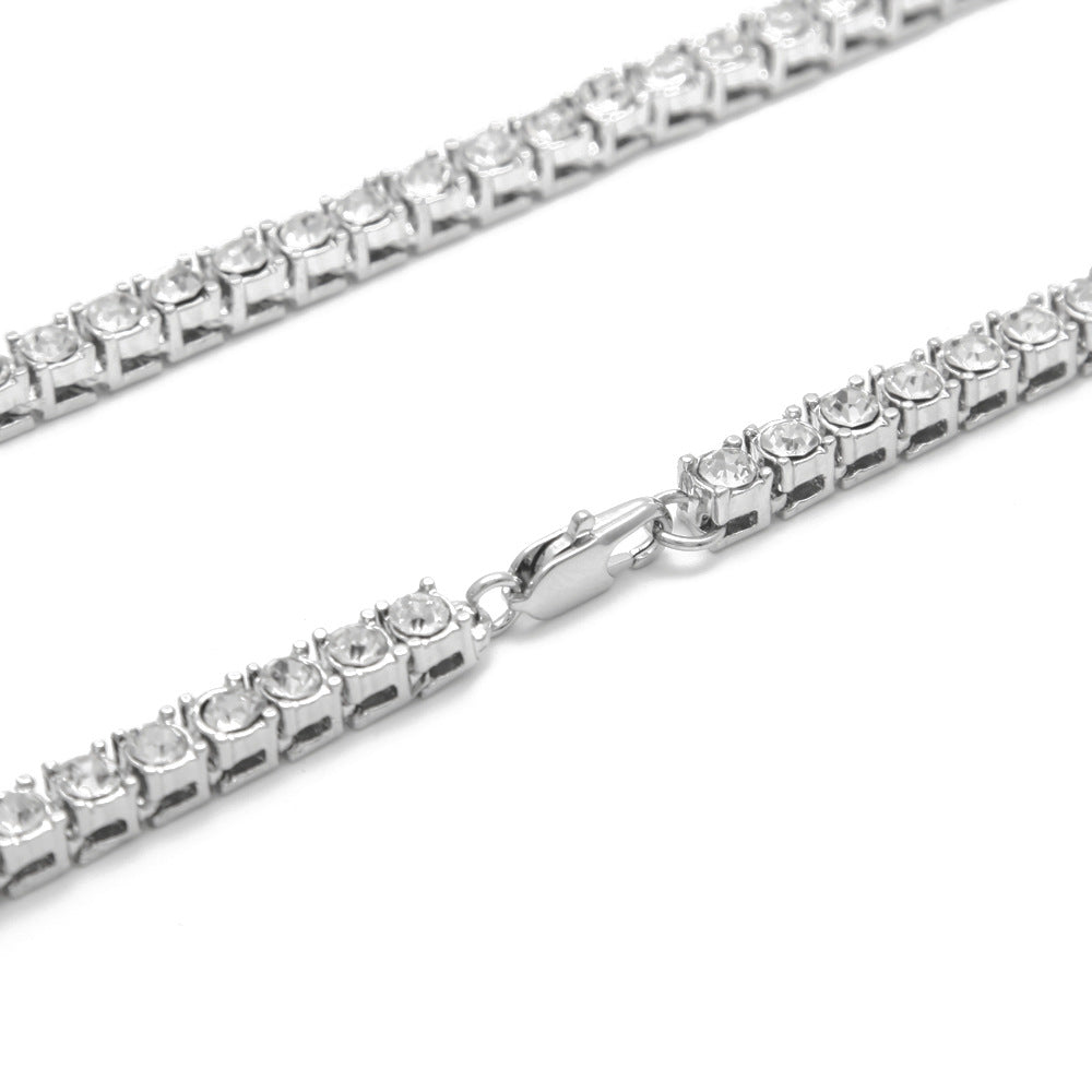 Men's Hip-Hop Single Row Alloy Necklace with Rhinestones