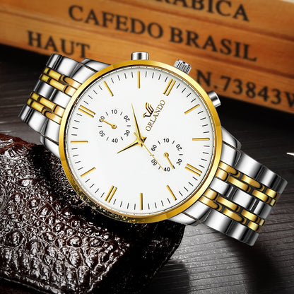 Men's Steel Band Quartz Watch with Scale