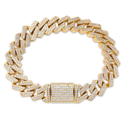14mm Miami Cuban Link Zircon Rock Style Men's Bracelet