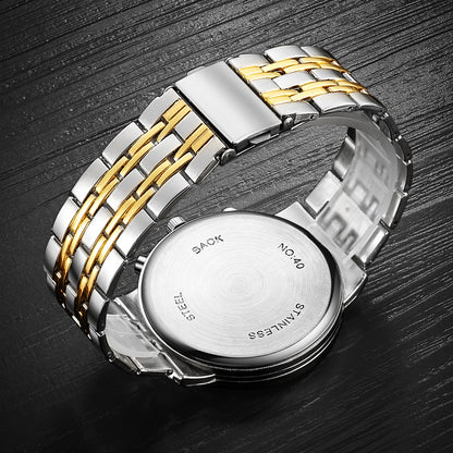 Men's Steel Band Quartz Watch with Scale