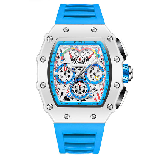 ONOLA Stylish Waterproof Quartz Men's Watch with Silicone Band