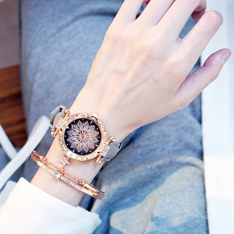 Fashionable Waterproof Women's Quartz Watch Set with Bracelet