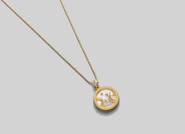 925 Silver Zodiac Pendant Necklace with Natural Shell