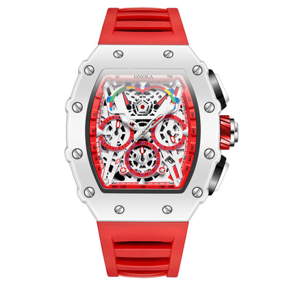 ONOLA Stylish Waterproof Quartz Men's Watch with Silicone Band