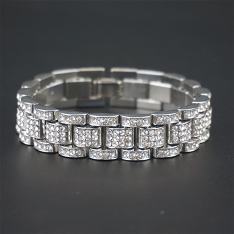 Hip Hop Men's Cuban Chain Bracelet and Watch Band