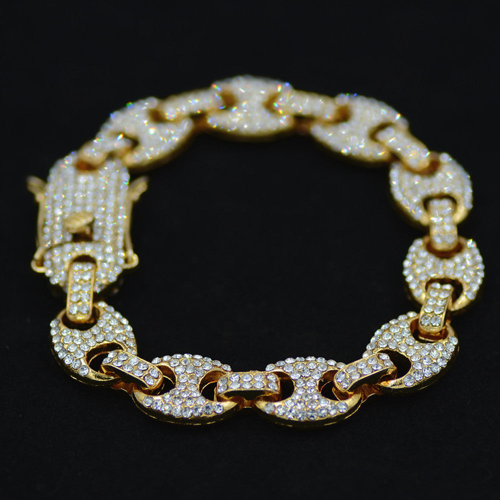 Colorful Diamond-studded Hip Hop Men's Cuban Bracelet