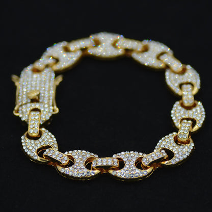 Colorful Diamond-studded Hip Hop Men's Cuban Bracelet