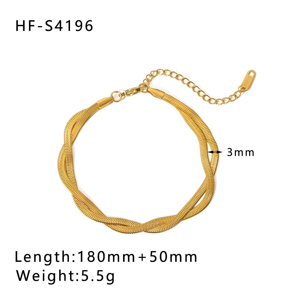Gold Plated Shell OT Buckle Cross Bracelet Cuban Chain