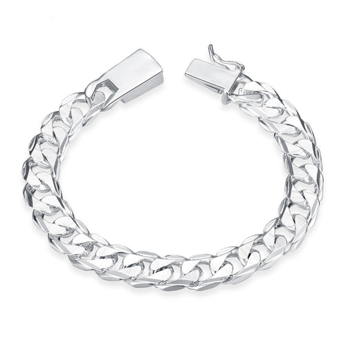 Men's 10MM Silver Side Pattern Bracelet Wholesale Jewelry