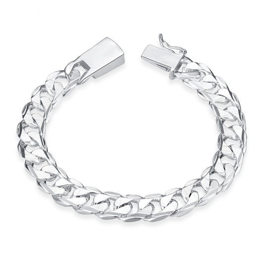 Men's 10MM Silver Side Pattern Bracelet Wholesale Jewelry