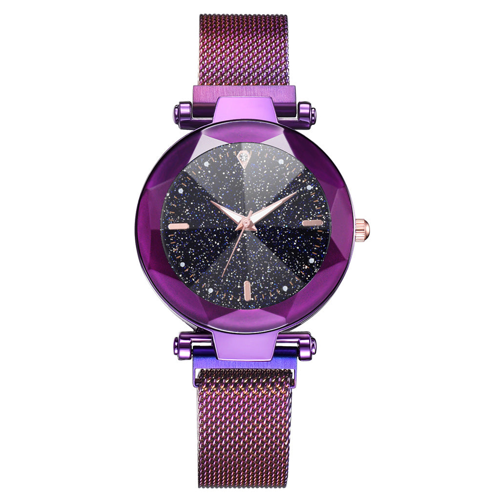 Fashionable Starry Sky Quartz Watch with Milanese Band