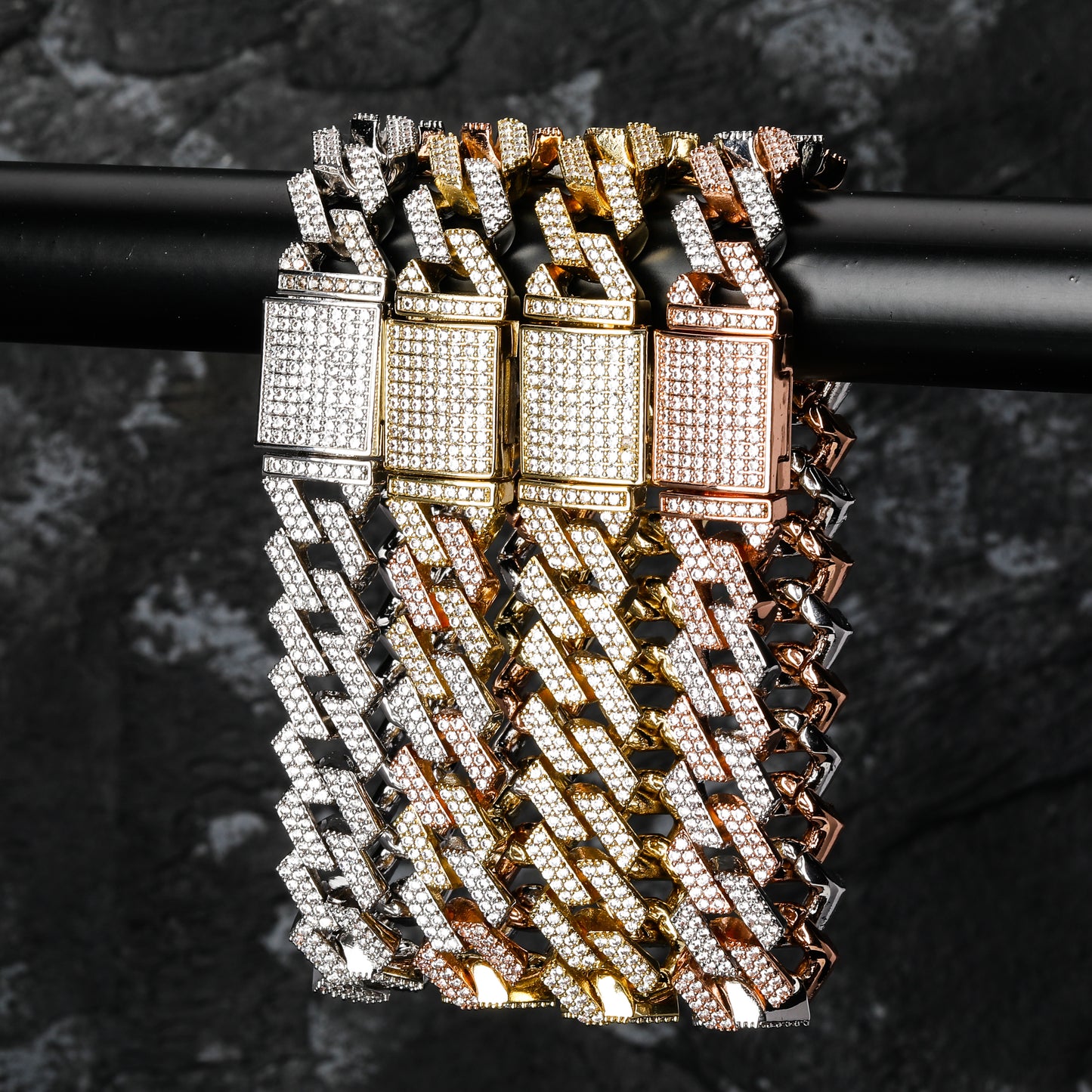 14mm Miami Cuban Link Zircon Rock Style Men's Bracelet