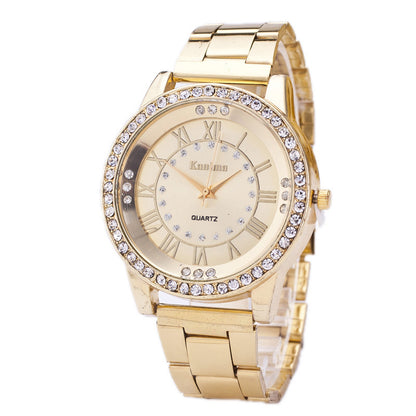 Diamond-Studded Mesh Women's Steel Casual Watch