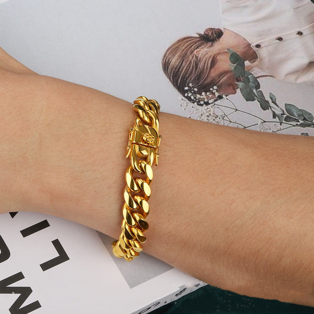 Gold Plated Cuban Chain Bracelet for Men (Hiphop Style)
