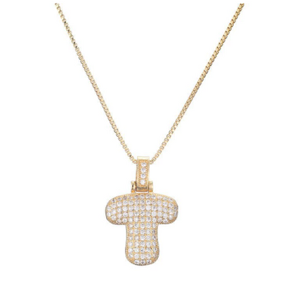 18K Gold Plated Initial Necklace with Gemstones (One Piece)