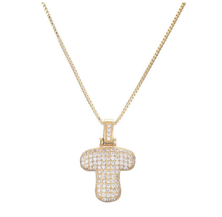18K Gold Plated Initial Necklace with Gemstones (One Piece)