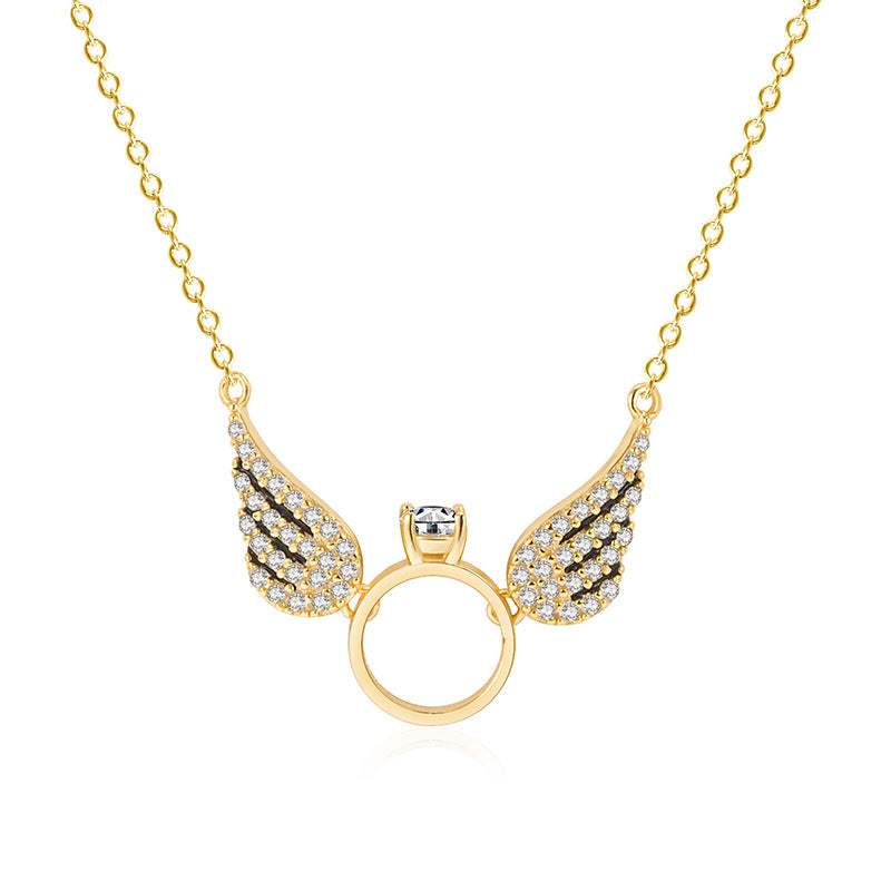 14K Gold Plated S925 Silver Angel Wing Necklace