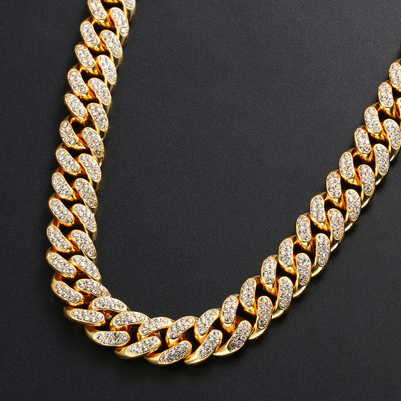 Hip-Hop Alloy Necklace with 12mm Wide Butterfly Clasp
