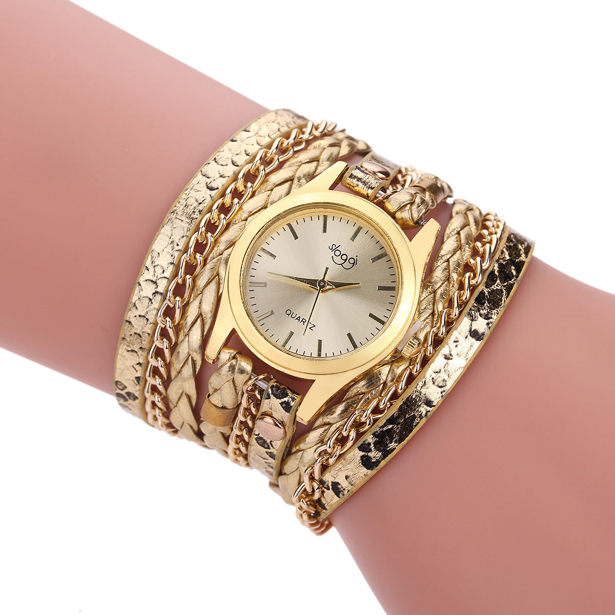 Women's Braided Bracelet with Trendy Watch Combo