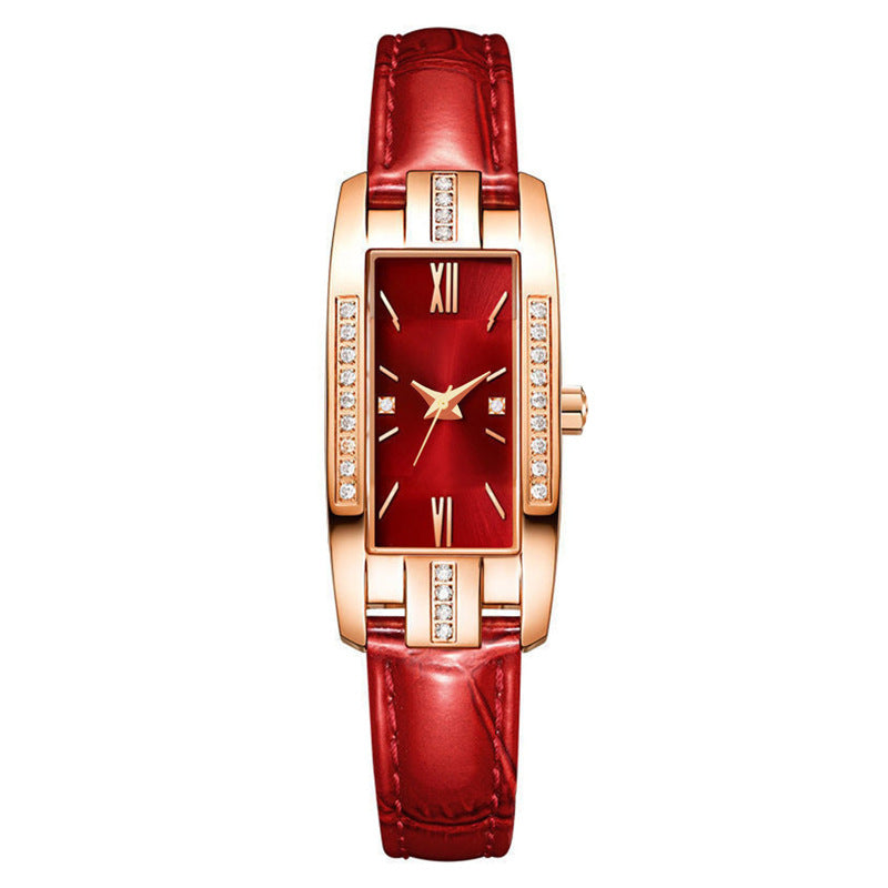 Trendy Women's Diamond-Studded Square Watch