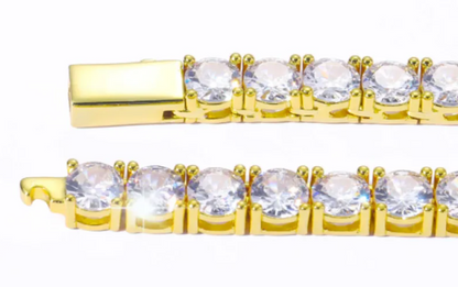Hip Hop Spring Buckle Single Row Tennis Chain Bracelet