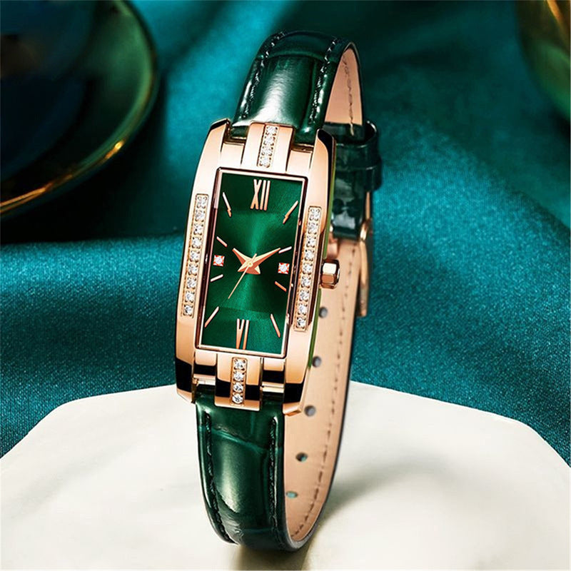 Trendy Women's Diamond-Studded Square Watch