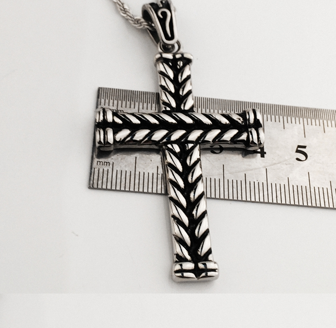 Cross Necklace with Hip Hop Titanium Steel Pendant