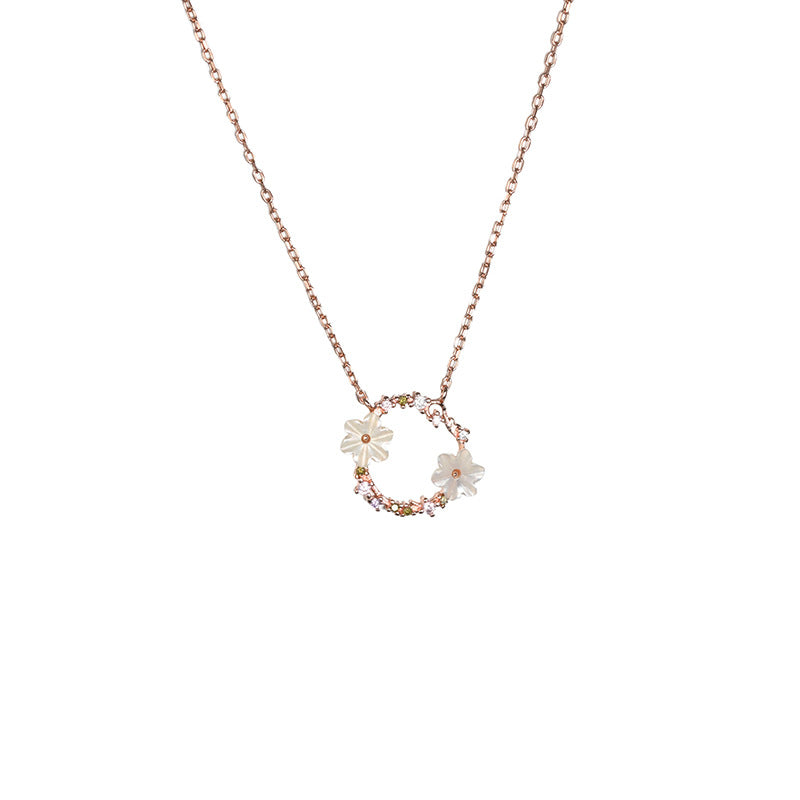 S925 Silver Necklace with Flower Pendant and Chain