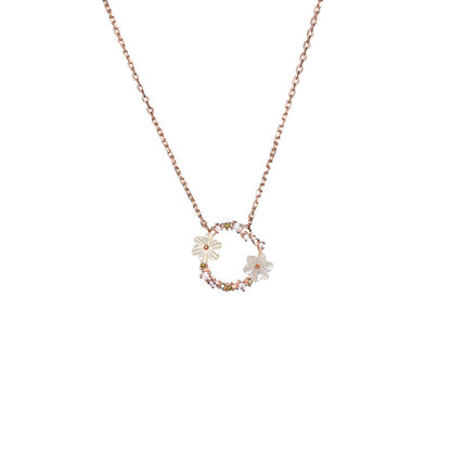 S925 Silver Necklace with Flower Pendant and Chain