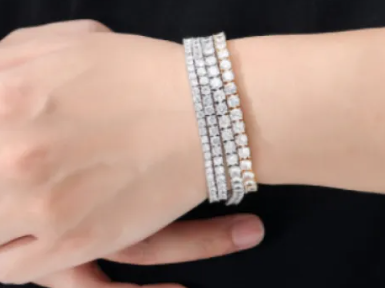 Hip Hop Spring Buckle Single Row Tennis Chain Bracelet