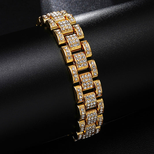 Hip Hop Cuban Chain Diamond Watch Band (EU/US Style)