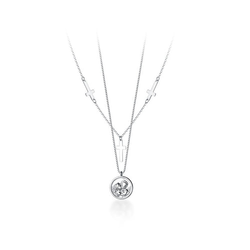 Ailuoqi S925 Silver Vintage Cross Pendant Necklace