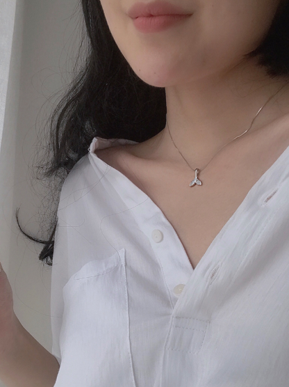 925 Silver Fish Tail Necklace for Women, Minimalist Style