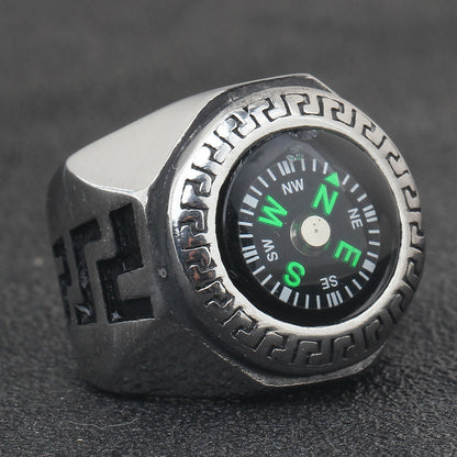 Personalized Men's Titanium Steel Compass Ring