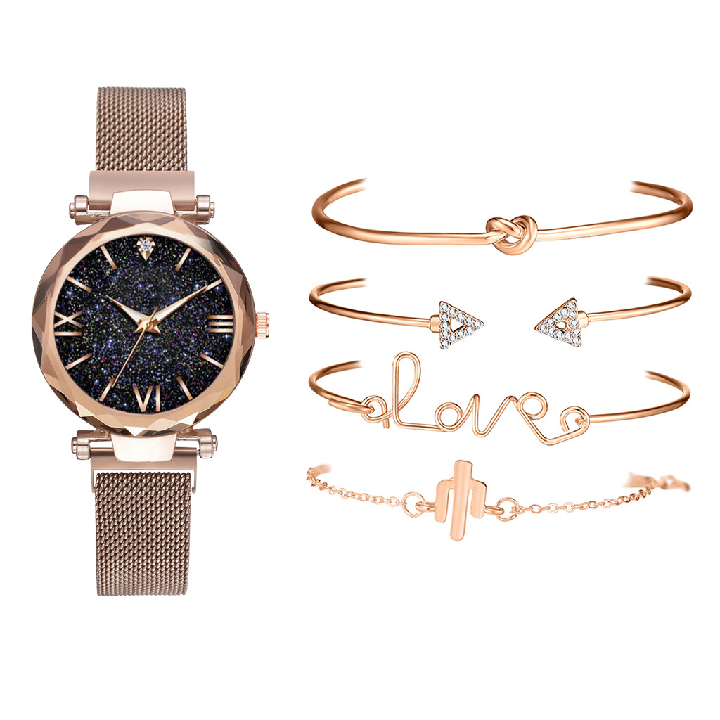 Starry Sky Watch and Bracelet Set for Women